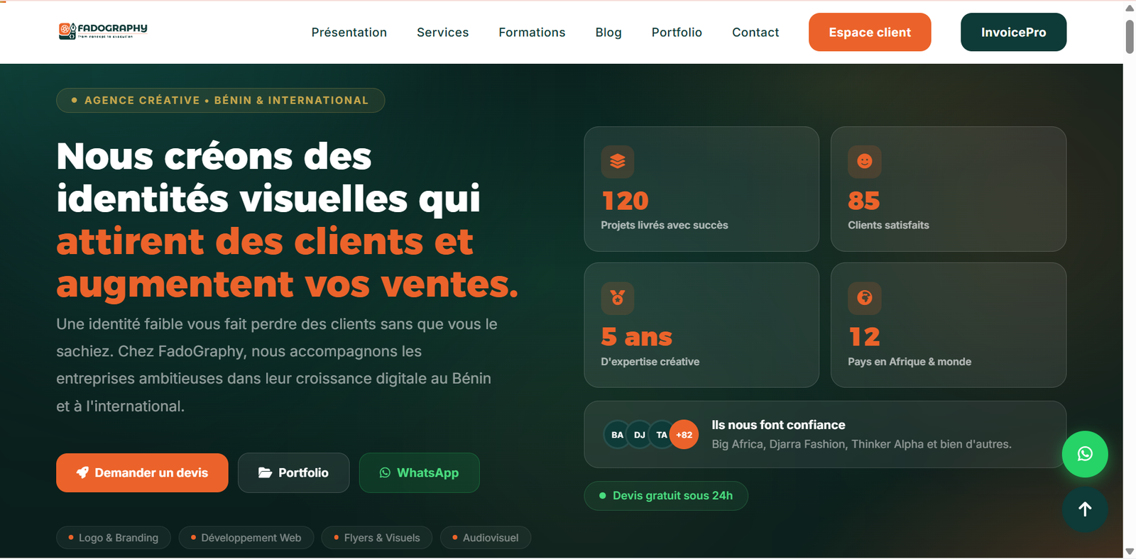 Conception et Développement du Site Web Officiel FadoGraphy